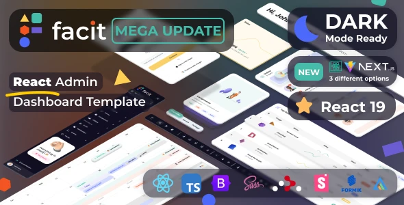 Facit React | React Admin Template (Create React App, Vite or NextJs) [React TS]
